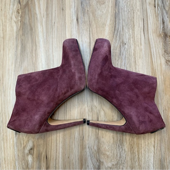 SAM EDELMAN Purple Suede Ankle Booties "Keaton" Hidden Platform Heels Size 7.5 - Picture 3 of 11